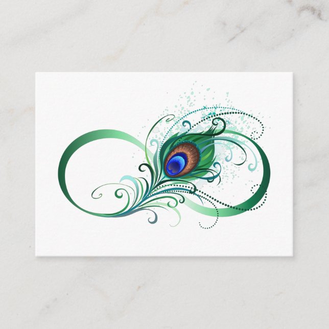 Infinity Symbol with Peacock Feather Enclosure Card (Front)