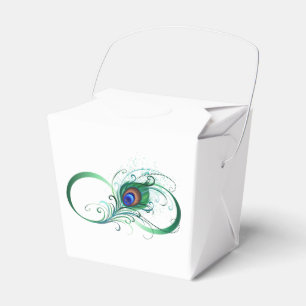 Infinity Symbol with Peacock Feather Favour Box