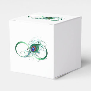 Infinity Symbol with Peacock Feather Favour Box