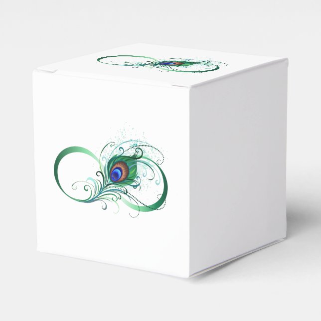 Infinity Symbol with Peacock Feather Favour Box (Front Side)