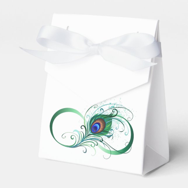 Infinity Symbol with Peacock Feather Favour Box (Front Side)