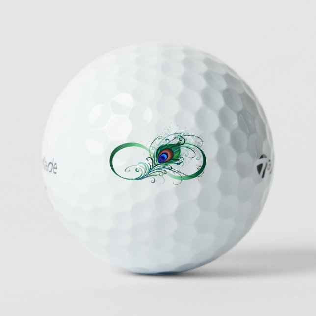 Infinity Symbol with Peacock Feather Golf Balls (Front)