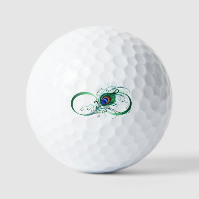 Infinity Symbol with Peacock Feather Golf Balls (Front)