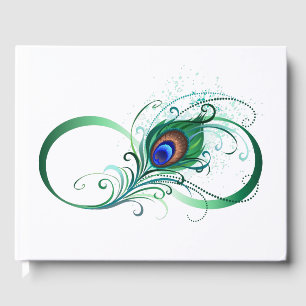 Infinity Symbol with Peacock Feather Guest Book