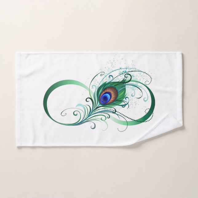 Infinity Symbol with Peacock Feather Hand Towel (Hand Towel)