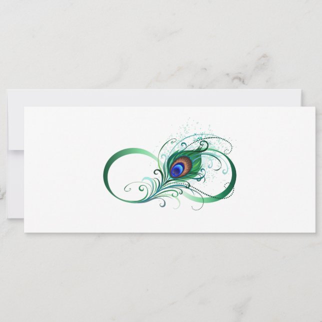 Infinity Symbol with Peacock Feather Holiday Card (Front)