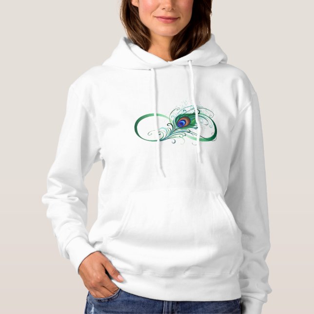 Infinity Symbol with Peacock Feather Hoodie (Front)