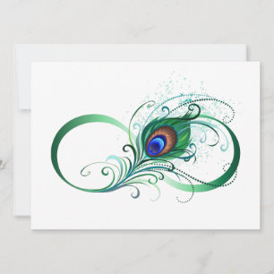 Infinity Symbol with Peacock Feather Invitation