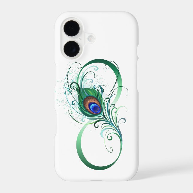 Infinity Symbol with Peacock Feather iPhone Case (Back)
