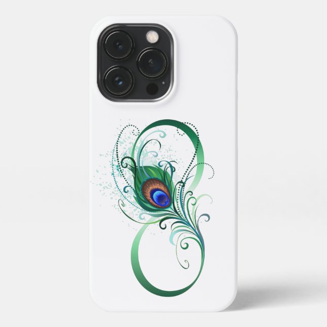 Infinity Symbol with Peacock Feather iPhone Case (Back)