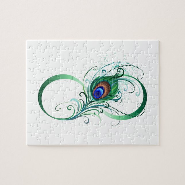 Infinity Symbol with Peacock Feather Jigsaw Puzzle (Horizontal)