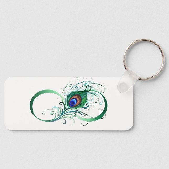 Infinity Symbol with Peacock Feather Key Ring (Front)