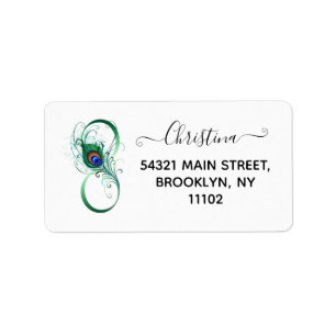 Infinity Symbol with Peacock Feather Label