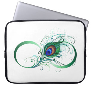 Infinity Symbol with Peacock Feather Laptop Sleeve