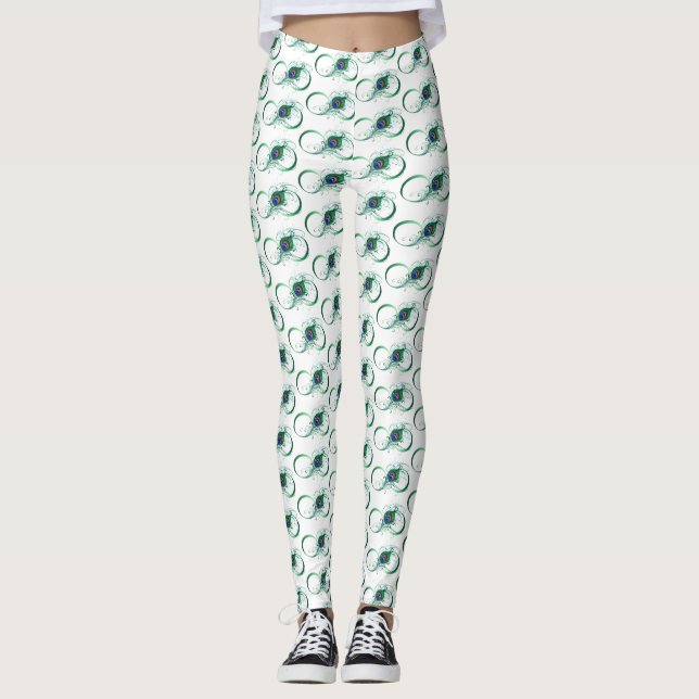 Infinity Symbol with Peacock Feather Leggings (Front)