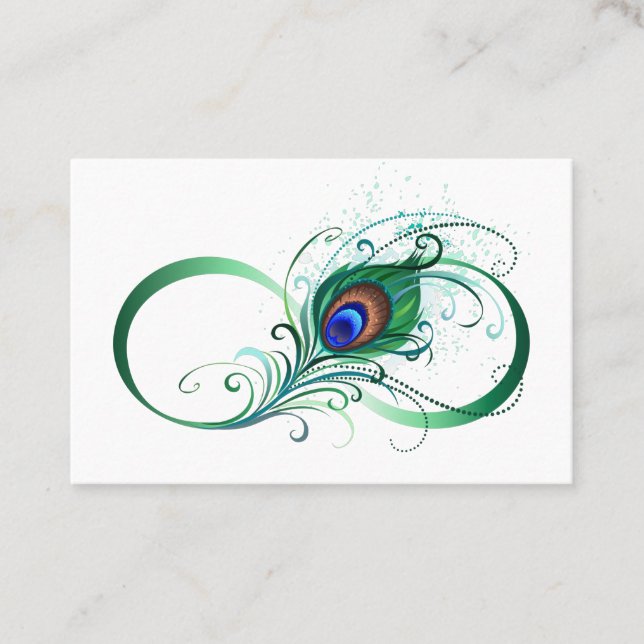 Infinity Symbol with Peacock Feather Loyalty Card (Front)