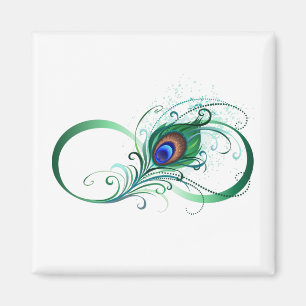 Infinity Symbol with Peacock Feather Magnet