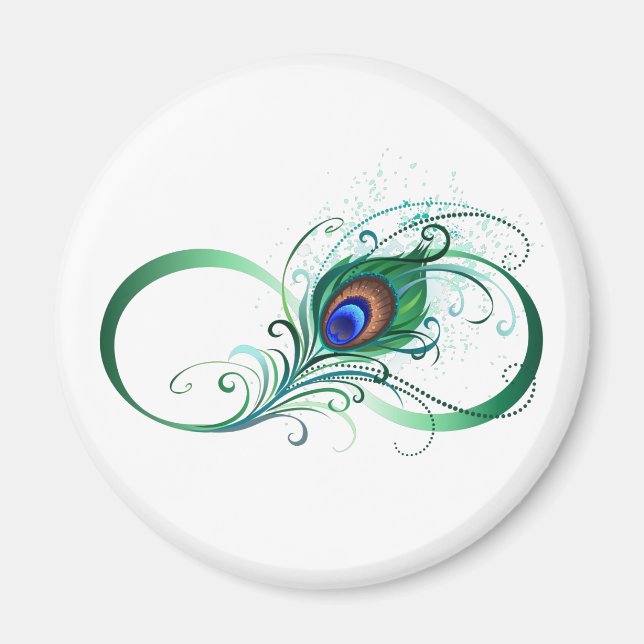 Infinity Symbol with Peacock Feather Magnet (Front)