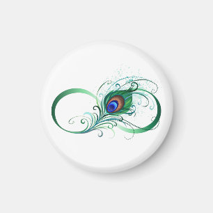 Infinity Symbol with Peacock Feather Magnet