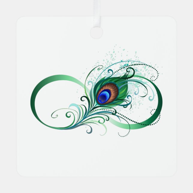 Infinity Symbol with Peacock Feather Metal Tree Decoration (Front)