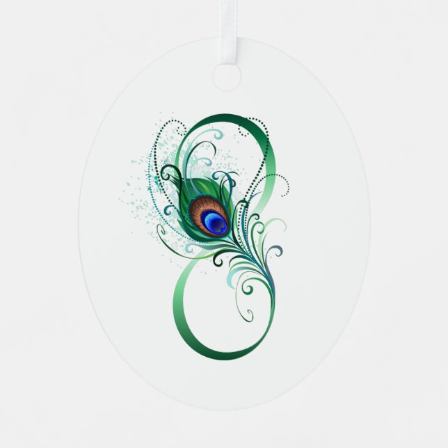 Infinity Symbol with Peacock Feather Metal Tree Decoration (Front)