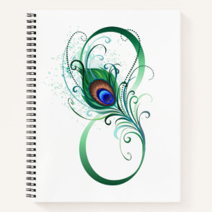 Infinity Symbol with Peacock Feather Notebook