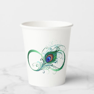 Infinity Symbol with Peacock Feather Paper Cups
