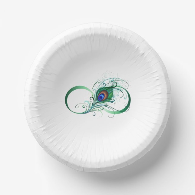 Infinity Symbol with Peacock Feather Paper Plate (Front)