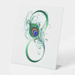 Infinity Symbol with Peacock Feather Pedestal Sign