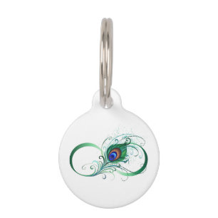 Infinity Symbol with Peacock Feather Pet Tag