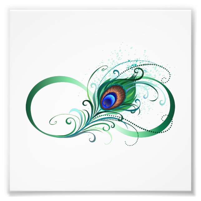 Infinity Symbol with Peacock Feather Photo Print (Front)