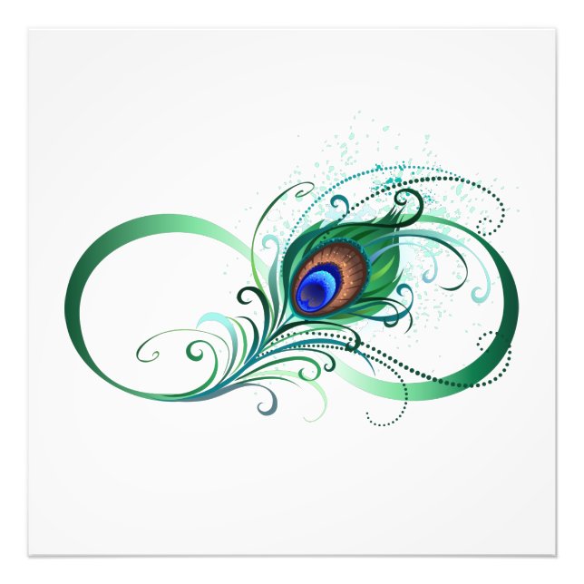 Infinity Symbol with Peacock Feather Photo Print (Front)