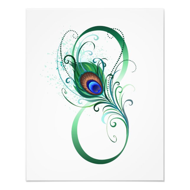 Infinity Symbol with Peacock Feather Photo Print (Front)