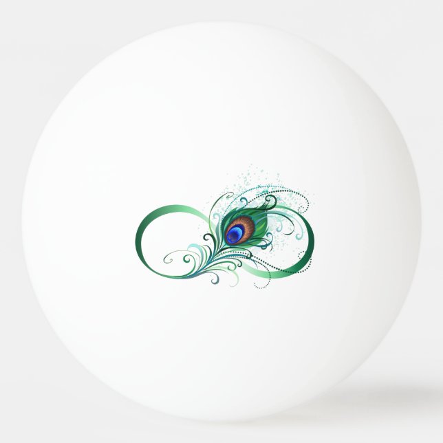 Infinity Symbol with Peacock Feather Ping Pong Ball (Front)