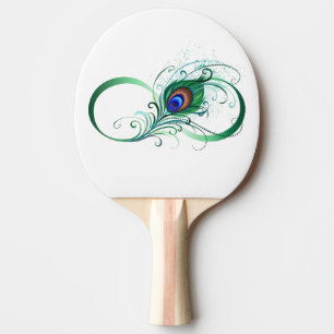Infinity Symbol with Peacock Feather Ping Pong Paddle
