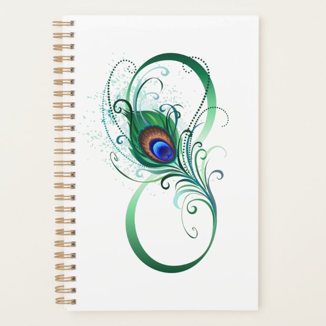 Infinity Symbol with Peacock Feather Planner (Front)