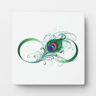Infinity Symbol with Peacock Feather Plaque