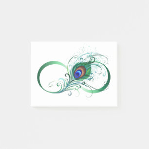 Infinity Symbol with Peacock Feather Post-it Notes