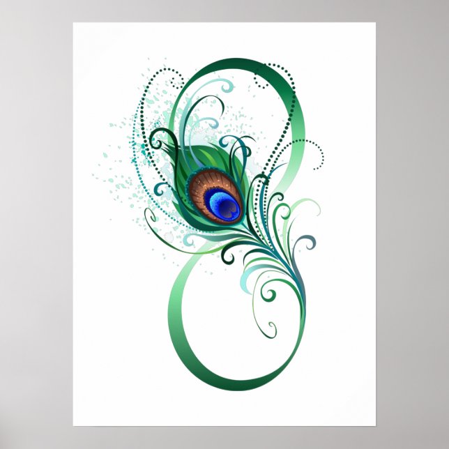 Infinity Symbol with Peacock Feather Poster (Front)