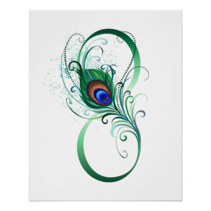 Infinity Symbol with Peacock Feather Poster
