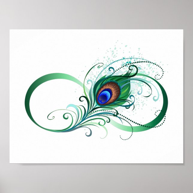 Infinity Symbol with Peacock Feather Poster (Front)