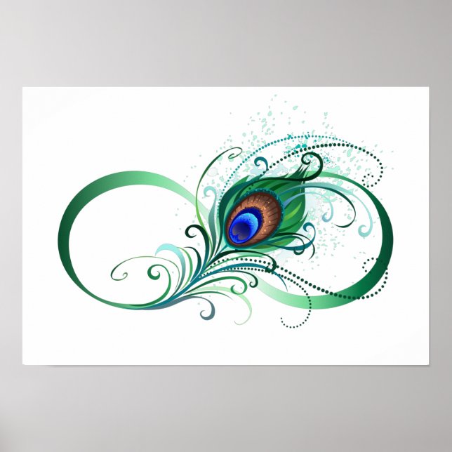 Infinity Symbol with Peacock Feather Poster (Front)