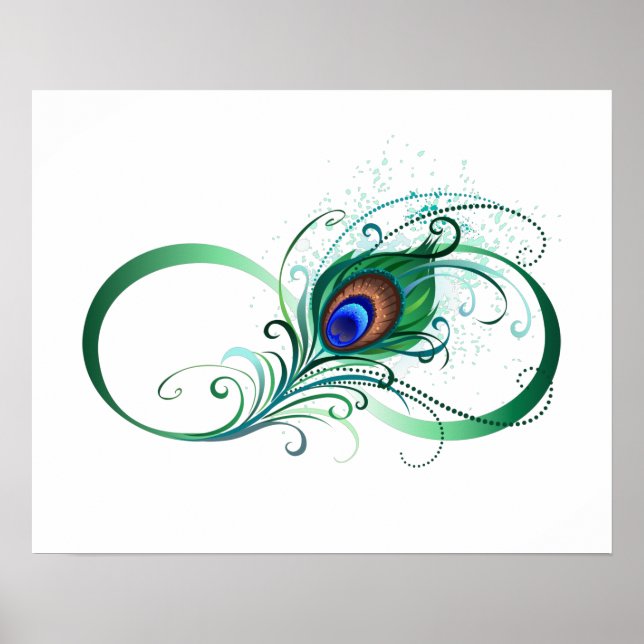 Infinity Symbol with Peacock Feather Poster (Front)