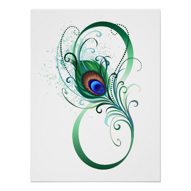 Infinity Symbol with Peacock Feather Poster (Front)