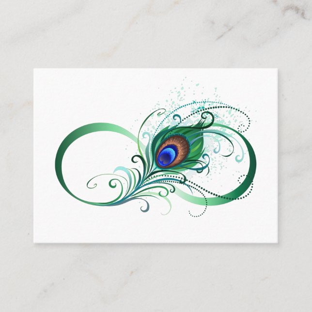 Infinity Symbol with Peacock Feather Referral Card (Front)