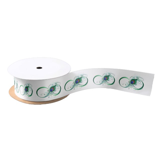 Infinity Symbol with Peacock Feather Satin Ribbon (Spool)