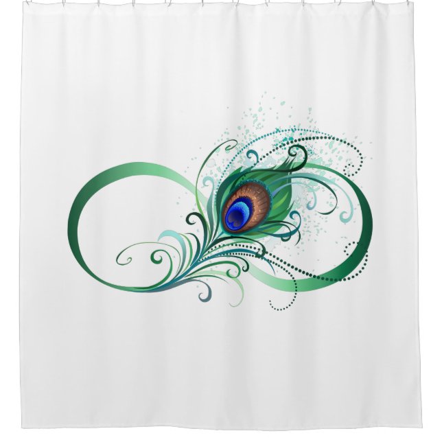 Infinity Symbol with Peacock Feather Shower Curtain (Front)