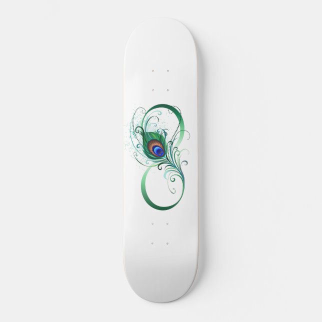 Infinity Symbol with Peacock Feather Skateboard (Front)
