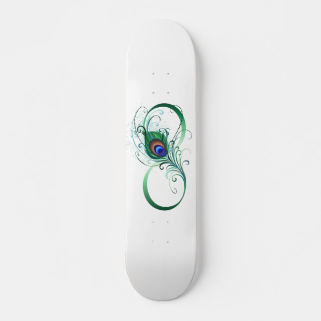 Infinity Symbol with Peacock Feather Skateboard (Front)