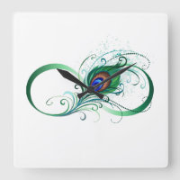 Infinity Symbol with Peacock Feather